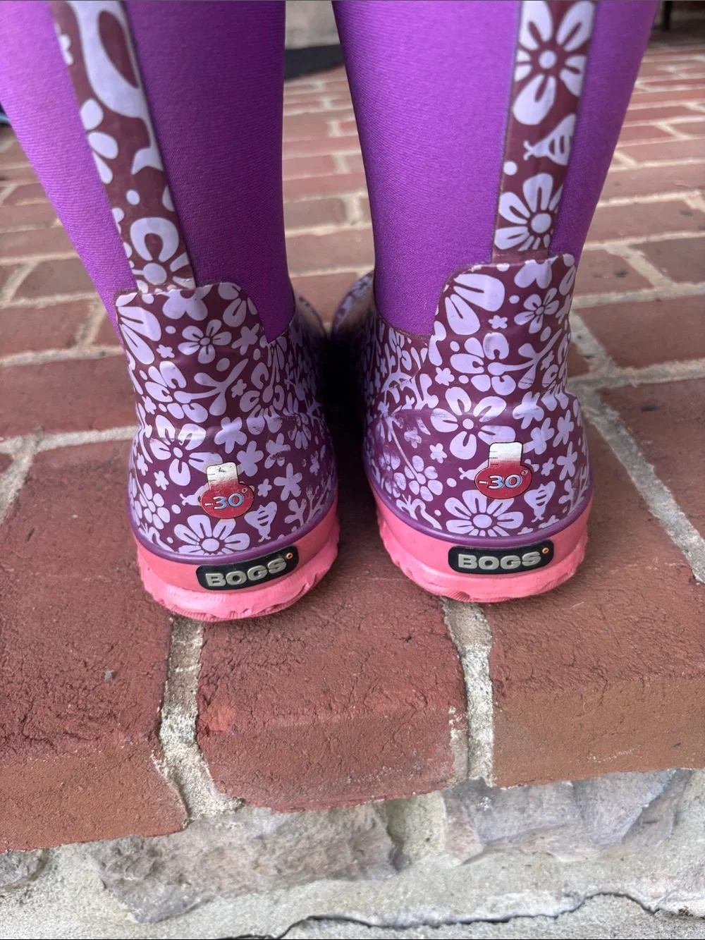 Bogs Kids Purple Pink Floral Rain & Snow Boots
